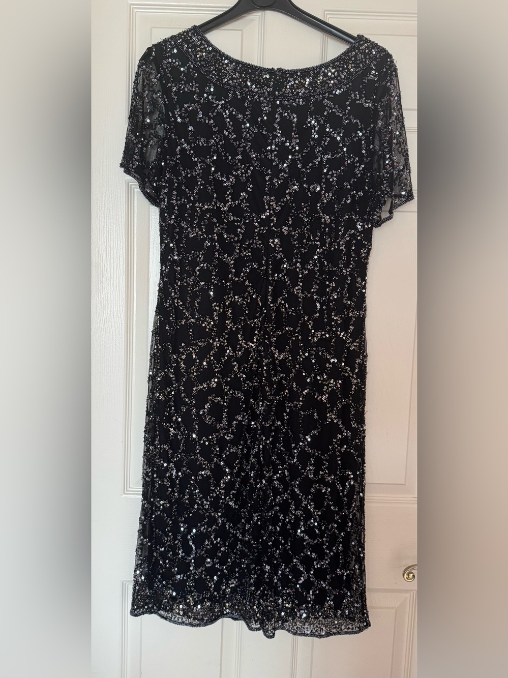 Pisarro Nights Black Sequin Midi Dress. Made in India. 14W size